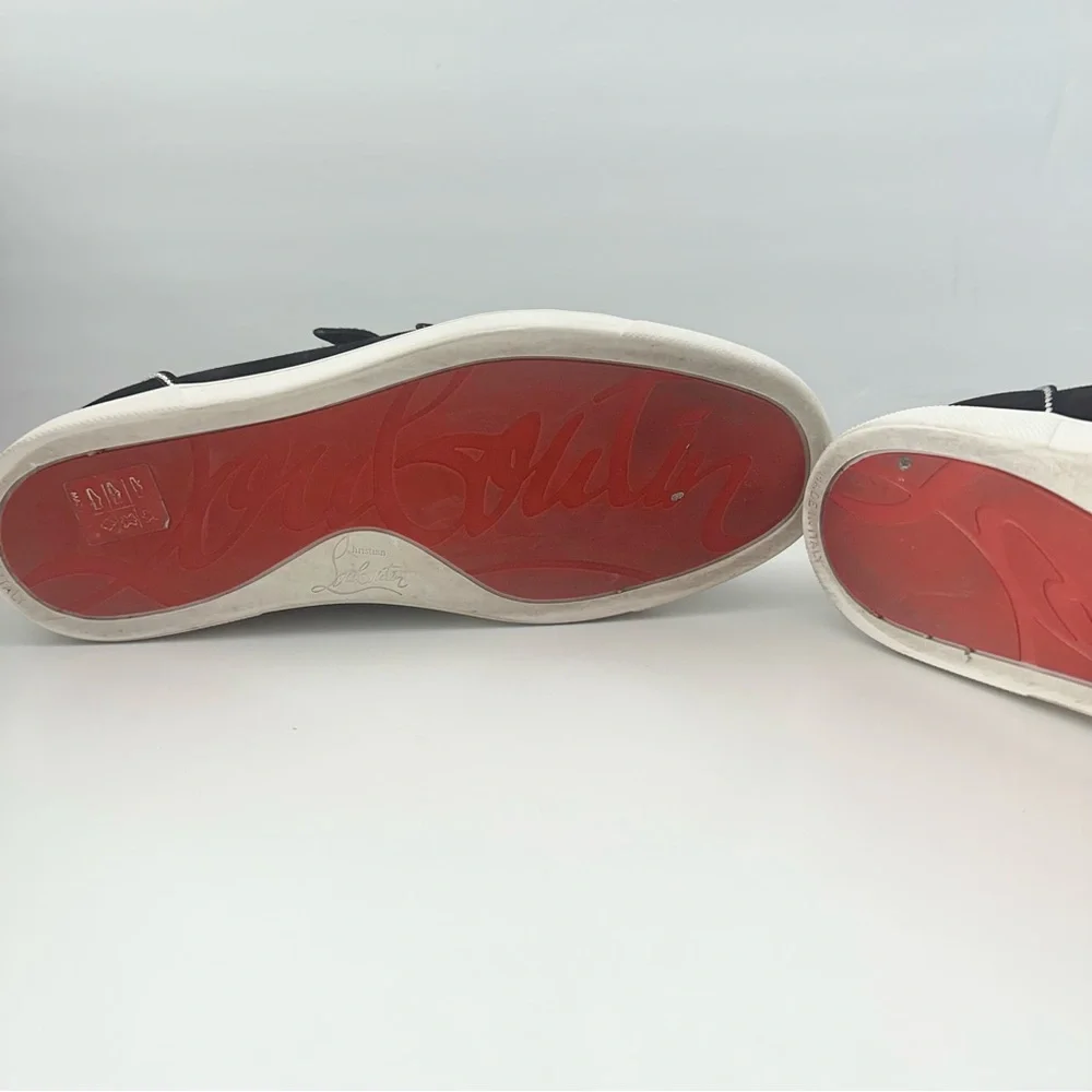 EUC! Christian Louboutin Black Suede Kiddo Bordo Crystal Velcro Sneakers 37 7 - Picture 9 of 15